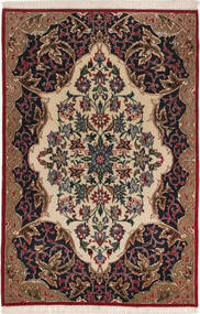  Isfahan Silkerenning Teppe 71X103 Ekte Orientalsk Håndknyttet Mørk Brun/Lysbrun/Svart ( Persia/Iran)