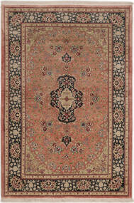  Ghom Silke Teppe 99X149 Ekte Orientalsk Håndknyttet Mørk Rød/Lysbrun (Silke, Persia/Iran)