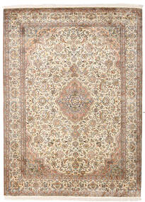  Kashmir Ren Silke Teppe 160X217 Ekte Orientalsk Håndknyttet Lysbrun/Gul (Silke, India)