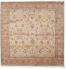  Kashmir Ren Silke Teppe 247X253 Ekte Orientalsk Håndknyttet Kvadratisk Brun/Gul (Silke, India)