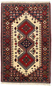  Yalameh Teppe 83X135 Ekte Orientalsk Håndknyttet Mørk Rød/Beige (Ull, )