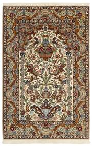  Isfahan Silkerenning Teppe 130X201 Ekte Orientalsk Håndvevd Mørk Brun/Brun (Ull/Silke, Persia/Iran)