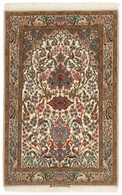  Isfahan Silkerenning Teppe 102X161 Ekte Orientalsk Håndvevd Lysbrun/Brun ( Persia/Iran)