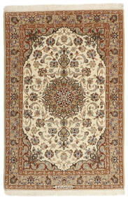  Isfahan Silkerenning Teppe 105X160 Ekte Orientalsk Håndvevd Brun/Beige ( Persia/Iran)