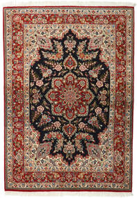  Ghom Kork/Silke Teppe 143X203 Ekte Orientalsk Håndknyttet Mørk Brun/Lysbrun ( Persia/Iran)