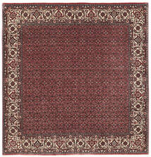  Bidjar Med Silke Teppe 204X212 Ekte Orientalsk Håndknyttet Kvadratisk Mørk Rød/Mørk Brun ( Persia/Iran)