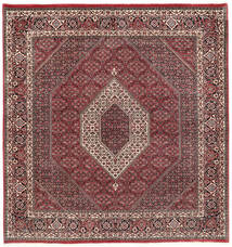 Bidjar Med Silke Teppe 200X208 Ekte Orientalsk Håndknyttet Kvadratisk Mørk Rød/Mørk Brun ( Persia/Iran)