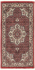  Bidjar Med Silke Teppe 70X138 Ekte Orientalsk Håndknyttet Mørk Brun/Mørk Rød ( Persia/Iran)