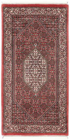  Bidjar Med Silke Teppe 72X135 Ekte Orientalsk Håndknyttet Mørk Rød/Mørk Brun ( Persia/Iran)