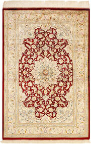  Orientalsk Ghom Silke Teppe Teppe 99X147 Beige/Mørk Rød (Silke, Persia/Iran)
