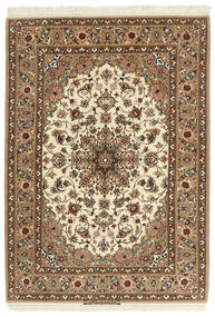  Isfahan Silkerenning Teppe 112X162 Ekte Orientalsk Håndknyttet Lysbrun/Brun ( Persia/Iran)