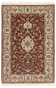  Isfahan Silkerenning Teppe 110X164 Ekte Orientalsk Håndknyttet Mørk Brun/Lysbrun (Ull/Silke, Persia/Iran)