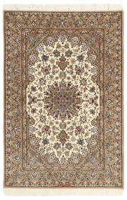 112X174 Isfahan Silkerenning Teppe Orientalsk Beige/Brun ( Persia/Iran)