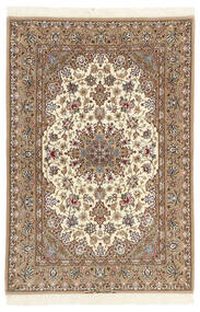  Isfahan Silkerenning Teppe 110X164 Ekte Orientalsk Håndknyttet Beige/Brun ()