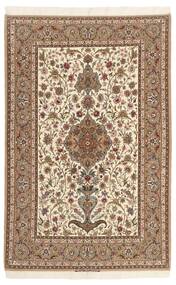  Isfahan Silkerenning Teppe 130X200 Ekte Orientalsk Håndknyttet Brun/Beige ( Persia/Iran)