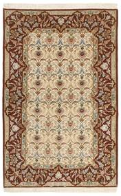  Isfahan Silkerenning Teppe 130X208 Ekte Orientalsk Håndknyttet Lysbrun/Brun ( Persia/Iran)