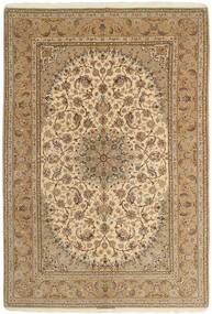  Isfahan Silkerenning Teppe 208X306 Ekte Orientalsk Håndknyttet Lysbrun/Mørk Beige ( Persia/Iran)