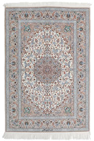  Isfahan Silkerenning Teppe 110X160 Ekte Orientalsk Håndknyttet Grå/Beige ()