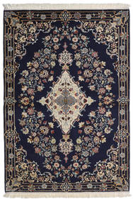  Isfahan Silkerenning Teppe 112X160 Ekte Orientalsk Håndknyttet Mørk Blå/Beige ()