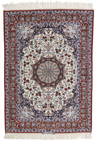 Isfahan Silkerenning Signert Intashari Teppe Teppe 113X158 Grå/Beige ( Persia/Iran)