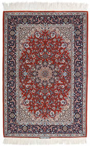  Isfahan Silkerenning Teppe 110X165 Ekte Orientalsk Håndknyttet Rød/Grå ()