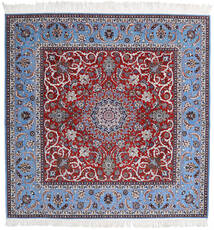  Isfahan Silkerenning Teppe 209X210 Ekte Orientalsk Håndknyttet Kvadratisk Lyselilla/Mørk Rød ( Persia/Iran)