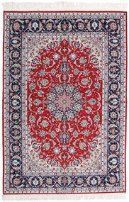  Isfahan Silkerenning Signert Ansari Teppe 158X237 Ekte Orientalsk Håndknyttet Rød, Grå ()