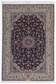  Isfahan Silkerenning Teppe 160X235 Ekte Orientalsk Håndknyttet Lys Grå/Mørk Lilla ( Persia/Iran)