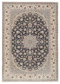  Isfahan Silkerenning Teppe 253X360 Ekte Orientalsk Håndknyttet Lys Grå/Svart Stort ( Persia/Iran)