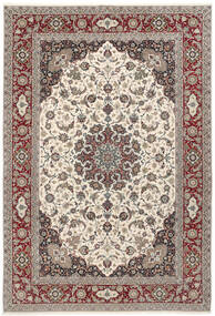  Isfahan Silkerenning Teppe 250X360 Ekte Orientalsk Håndknyttet Lys Grå/Beige Stort ( Persia/Iran)