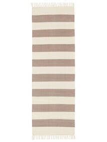  Cotton Stripe - Brun Teppe 80X250 Ekte Moderne Håndvevd Teppeløpere Beige/Lys Grå (Bomull, India)
