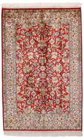  Kashmir Ren Silke Teppe 65X99 Ekte Orientalsk Håndknyttet Mørk Rød/Mørk Brun (Silke, India)