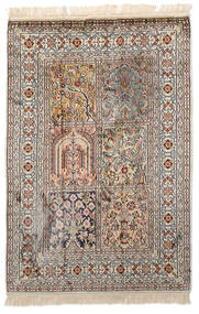  Kashmir Ren Silke Teppe 81X123 Ekte Orientalsk Håndknyttet Lys Grå/Beige (Silke, India)