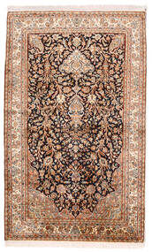  Kashmir Ren Silke Teppe 96X156 Ekte Orientalsk Håndknyttet Mørk Brun/Gul (Silke, India)