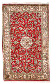  Kashmir Ren Silke Teppe 93X152 Ekte Orientalsk Håndknyttet Mørk Brun/Hvit/Creme (Silke, India)