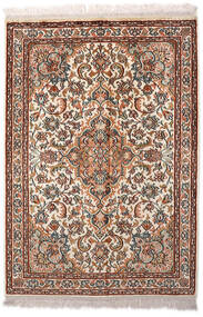  Kashmir Ren Silke Teppe 65X94 Ekte Orientalsk Håndknyttet Lysbrun/Mørk Brun (Silke, India)