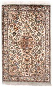  Kashmir Ren Silke Teppe 60X96 Ekte Orientalsk Håndknyttet Mørk Brun/Gul (Silke, India)