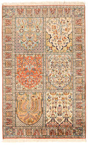  Kashmir Ren Silke Teppe 96X153 Ekte Orientalsk Håndknyttet Mørk Brun/Beige (Silke, India)
