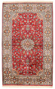  Kashmir Ren Silke Teppe 95X155 Ekte Orientalsk Håndknyttet Lys Grå/Mørk Brun (Silke, India)