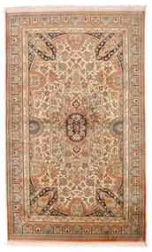  Kashmir Ren Silke Teppe 95X159 Ekte Orientalsk Håndknyttet Brun/Hvit/Creme (Silke, India)