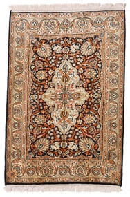 Kashmir Ren Silke Teppe 63X95 Ekte Orientalsk Håndknyttet Brun/Mørk Brun (Silke, India)