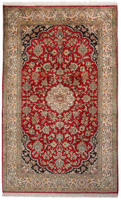  Kashmir Ren Silke Teppe 96X155 Ekte Orientalsk Håndknyttet Mørk Brun/Lysbrun/Mørk Rød (Silke, India)