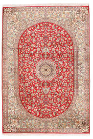  Kashmir Ren Silke Teppe 126X186 Ekte Orientalsk Håndknyttet Rust/Beige (Silke, India)
