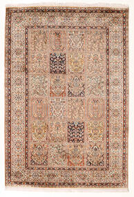  Kashmir Ren Silke Teppe 127X189 Ekte Orientalsk Håndknyttet Gul/Mørk Rød (Silke, India)