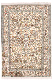  Kashmir Ren Silke Teppe 126X184 Ekte Orientalsk Håndknyttet Gul/Lys Grå (Silke, India)