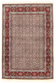  Moud Teppe 100X148 Ekte Orientalsk Håndknyttet Beige/Mørk Rød (Ull/Silke, Persia/Iran)