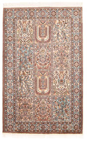 Kashmir Ren Silke Teppe 82X129 Ekte Orientalsk Håndknyttet Gul/Mørk Brun (Silke, India)