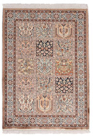  Kashmir Ren Silke Teppe 84X117 Ekte Orientalsk Håndknyttet Mørk Brun/Hvit/Creme (Silke, India)