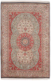  Kashmir Ren Silke Teppe 122X189 Ekte Orientalsk Håndknyttet Mørk Rød/Lys Grå (Silke, India)