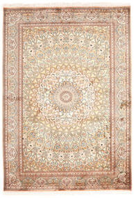 130X187 Kashmir Ren Silke Teppe Orientalsk Beige/Oransje (Silke, India)